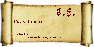 Bock Ervin névjegykártya